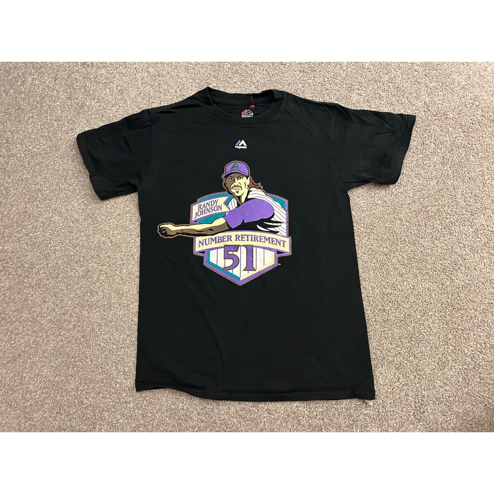 Majestic Randy Johnson Arizona Diamondbacks Shirt Mens Small Black Excellent 51